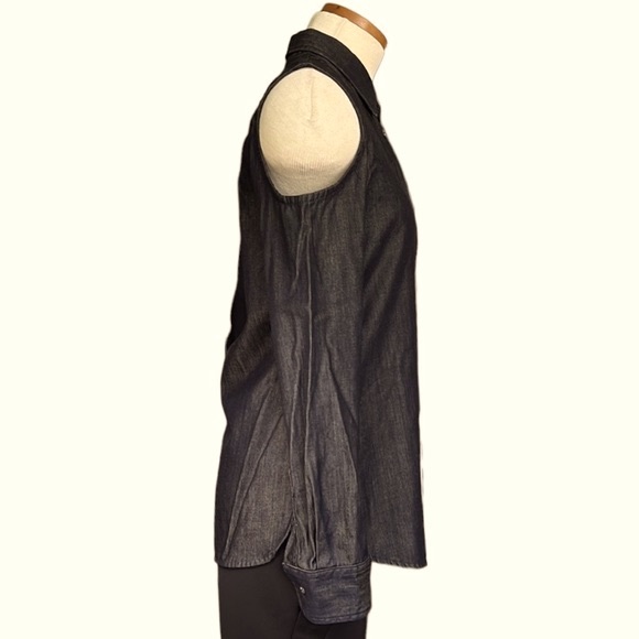 AG Adriano Goldschmied Button Down Cold Shoulder Long Sleeve, Dark Denim, Medium - Picture 8 of 11